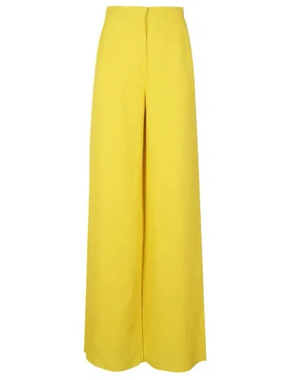 Max Mara Studio High Waist Wide Leg Trousers In Yellow