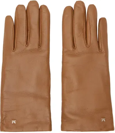 Max Mara Tan Nappa Leather Gloves In 004 Tobacco