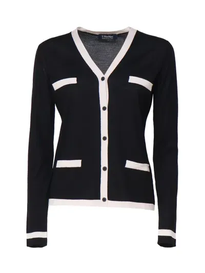 Max Mara The Cube Cardigan Kenya In Nero/panna