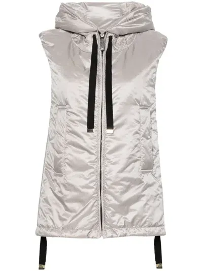 Max Mara The Cube Greengo Metallic Hooded Gilet In Grey