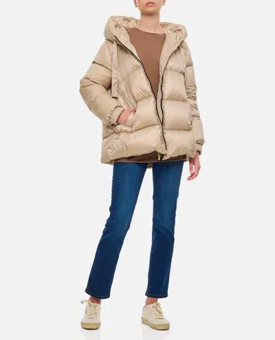 Max Mara The Cube Seia Short Hooded Down Jacket In Beige