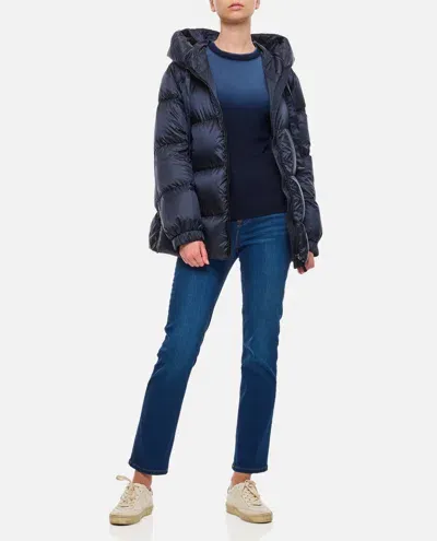 Max Mara The Cube Seia Short Hooded Down Jacket In Blue