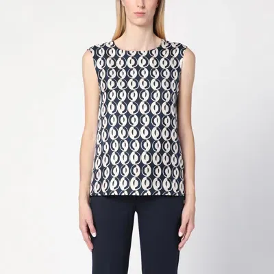 Max Mara Timeless Reversible Blue Sleeveless Top