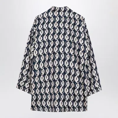 Max Mara Timeless Reversible Patterned Silk Blouse In Blue