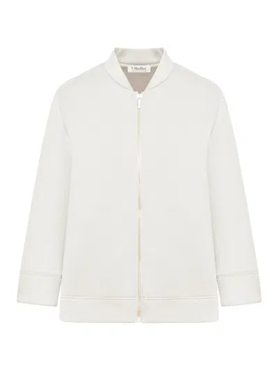 Max Mara Timeless Scuba Jersey Bomber Jacket In Nude & Neutrals