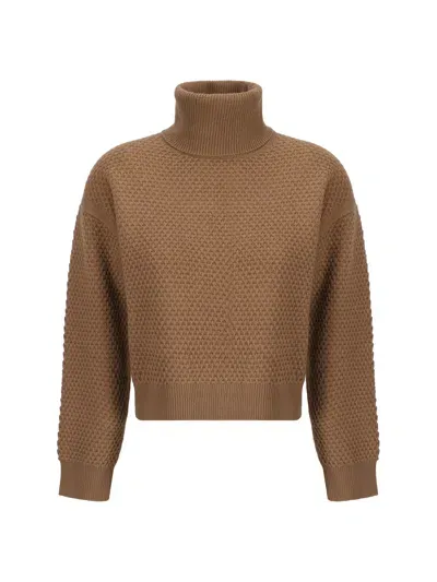 Max Mara Turtleneck Sweater In Cammello