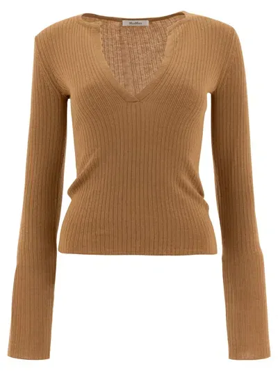 Max Mara "urlo" Cashmere And Silk Sweater In Brown