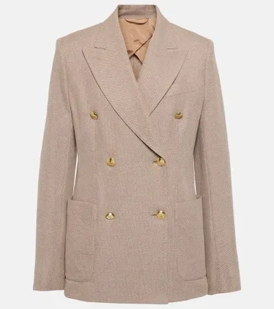 Max Mara Vanadio Double-breasted Jersey Blazer In Beige