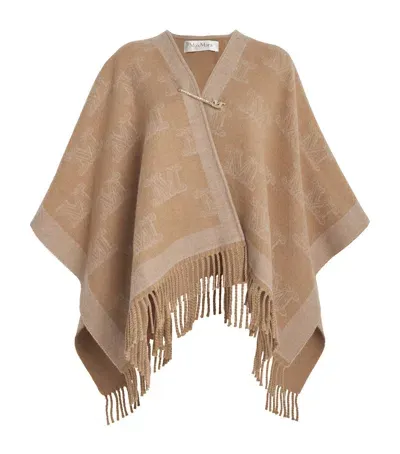 Max Mara Virgin Wool Poncho In Brown