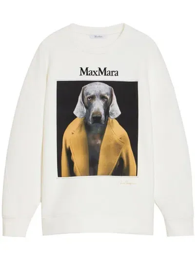 Max Mara Wegman Print Sweatshirt In White