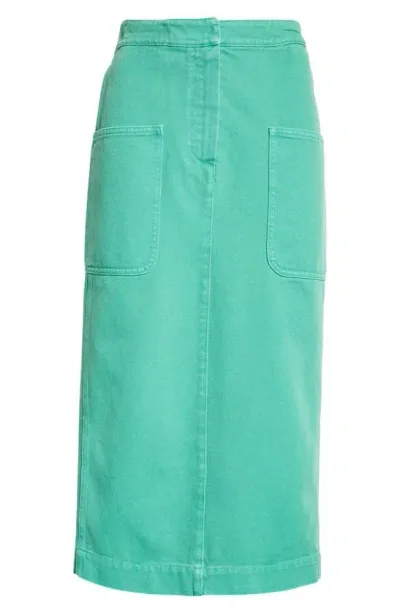 Max Mara Werther Cotton Drill Midi Skirt In Green