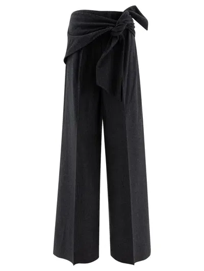 Max Mara Wide-leg Wool Felt Trousers In Black