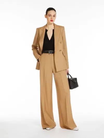 Max Mara Wide-leg Wool Trousers In Honey