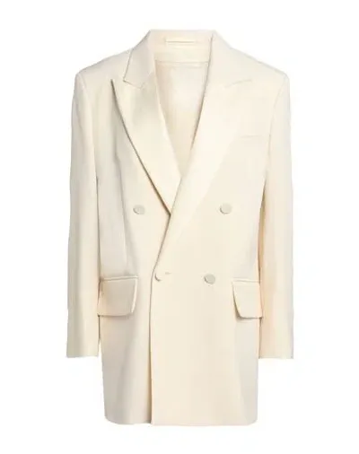 Max Mara Double-breasted Monica Wool Blazer With Satin Details In Ivory