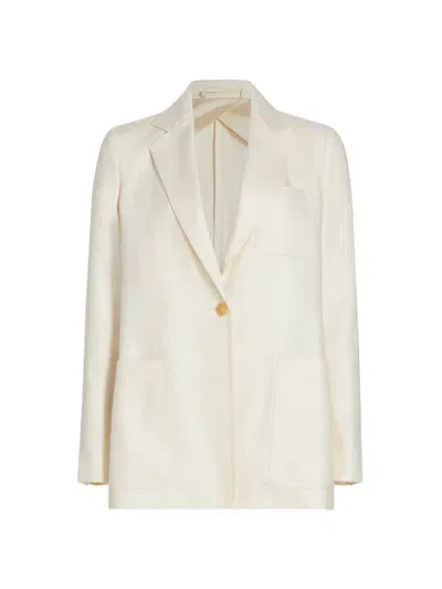 Max Mara Boemia Cotton-blend Single-breasted Blazer Jacket In Ivory