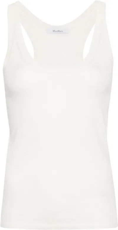 Max Mara Scoop-neck Knitted Top In White