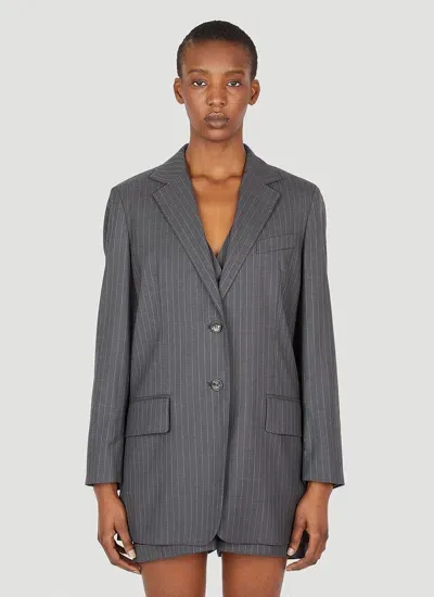 Max Mara Pinstriped Wool Blazer In Gray