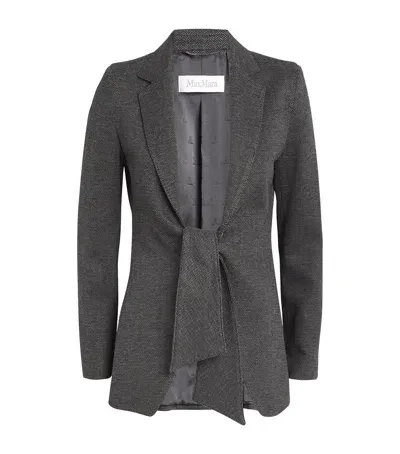 Max Mara Wool-blend Tie-front Blazer In Grey