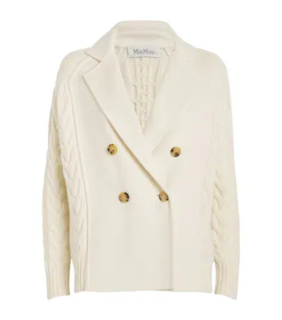 Max Mara Wool-cashmere Blazer Cardigan In Beige