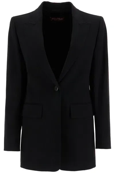 Max Mara Wool Crepe Blazer With T In Black