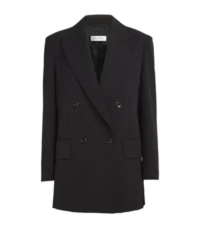 Max Mara Wool Gabardine Double-breasted Blazer In Black