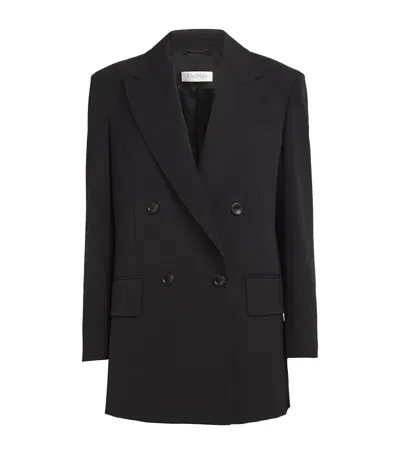 Max Mara Wool Gabardine Double-breasted Blazer In Black