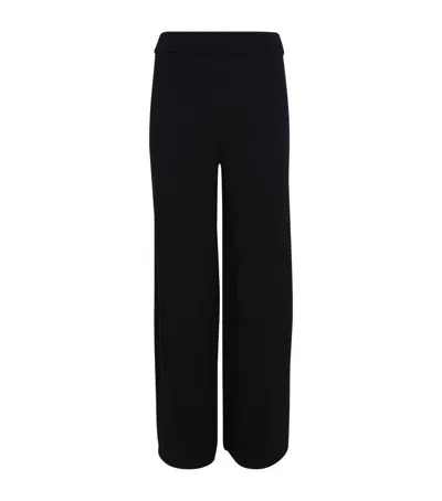 Max Mara Wool Knitted Wide-leg Trousers In Navy