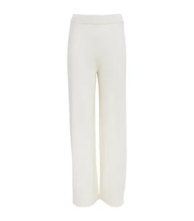 Max Mara Wool Knitted Wide-leg Trousers In White