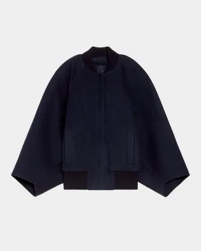 Max Mara Zenone Cashmere Oversized Bomber Jacket In Navy