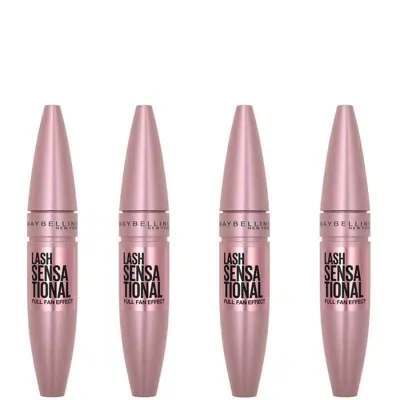 Maybelline Lash Sensational Volumising And Thickening Eyelash Lengthening Mascara - 01 Very Black (pack Of 4) In White