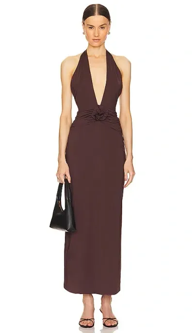 Maygel Coronel Lirio Maxi Dress In Chocolate