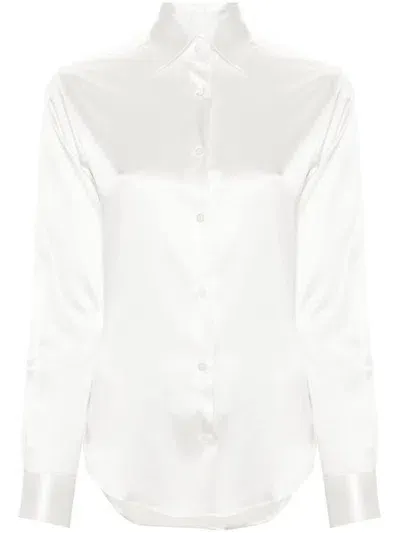 Mazzarelli Satin Shirt In 白色