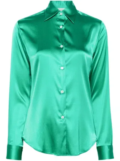 Mazzarelli Satin Shirt In Green