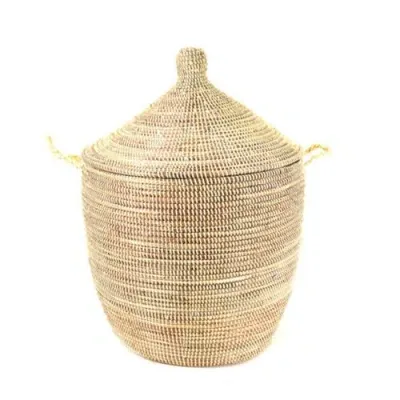 Mbare Dou Lid Storage Basket Monochrome Low Storage In Natural