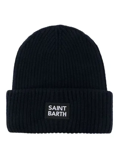 Mc2 Saint Barth Wool Blend Beanie With Logo In Black