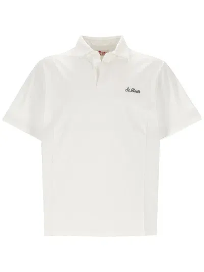 Mc2 Saint Barth Brighton Logo Embroidered Polo Shirt In White