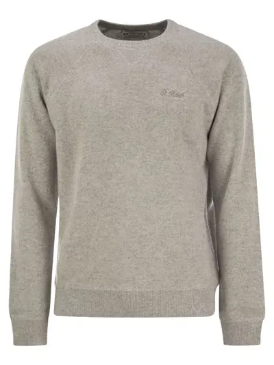 Mc2 Saint Barth Cashmere Blend Jumper With Plush Cut In Grey