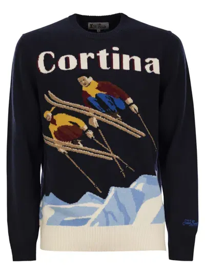 Mc2 Saint Barth Cortina Wool And Cashmere Blend Jumper In Navy