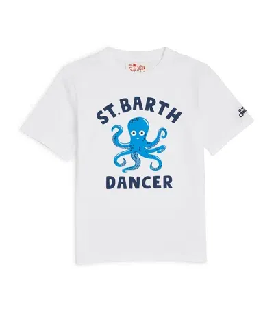 Mc2 Saint Barth Kids' Cotton Octopus T-shirt In White