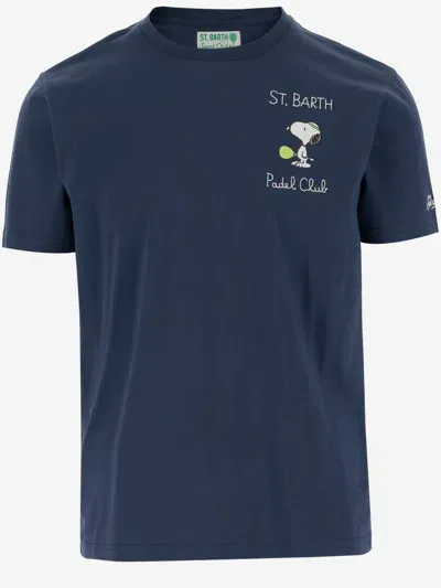 Mc2 Saint Barth Cotton T-shirt With Snoopy In Blue