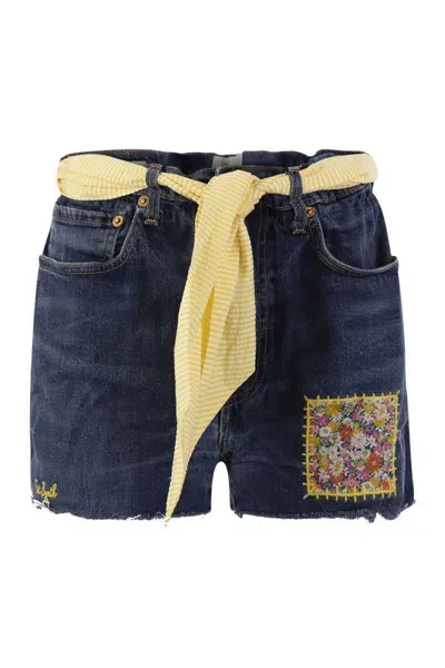 Mc2 Saint Barth Arizona Belted Denim Shorts