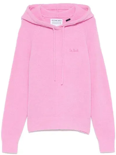 Mc2 Saint Barth Elide Wool Sweater With Hood In Pink