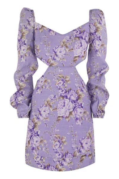 Mc2 Saint Barth Jara - Mini Dress With Flowers In Lilac