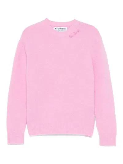 Mc2 Saint Barth Kids' Logo-embroidered Sweater In Pink