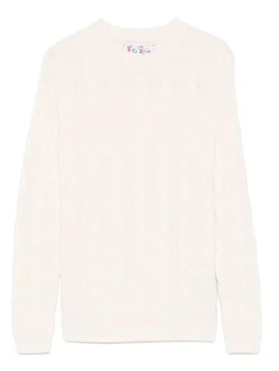 Mc2 Saint Barth Kids' Logo-jacquard Sweater In Neutrals