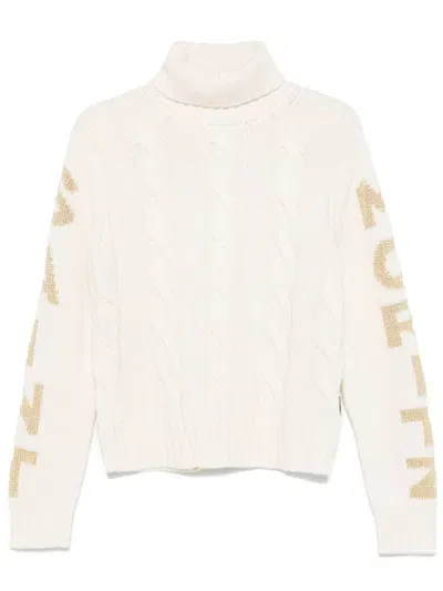 Mc2 Saint Barth Logo-jacquard Turtleneck Sweater In White