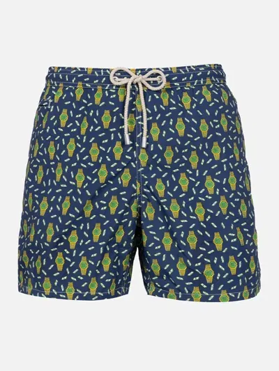 Mc2 Saint Barth Watches-print Swim Shorts In 蓝色