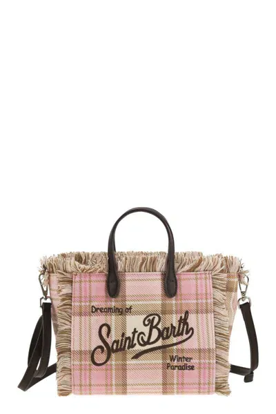 Mc2 Saint Barth Mini Vanity Bag With Bangs And Embroidered Logo In Beige