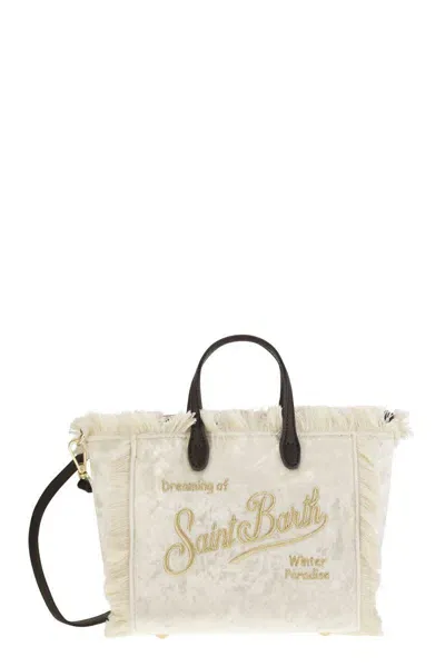 Mc2 Saint Barth Mini Vanity Bag With Bangs And Embroidered Logo In White