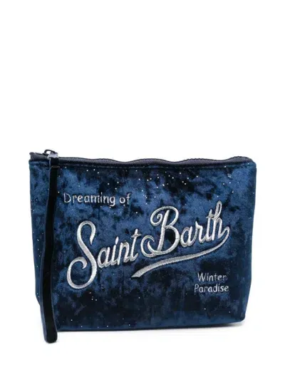 Mc2 Saint Barth Night-effect Clutch With Logo In Blue